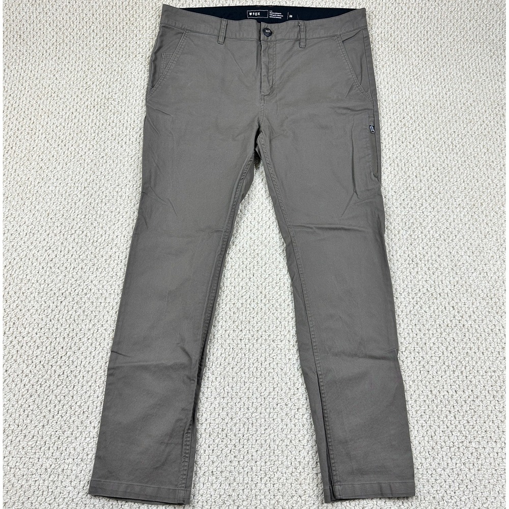 Fox Racing Pants Mens 38x31 Brown Essex Stretch Tapered Slim Chino Trousers